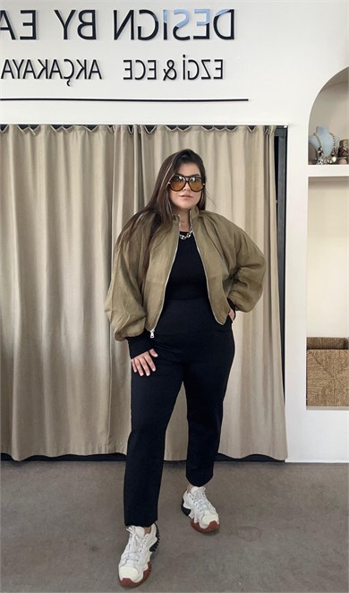 9804- Olive Bomber Ceket