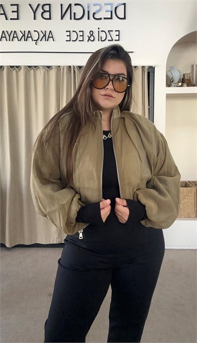 9804- Olive Bomber Ceket