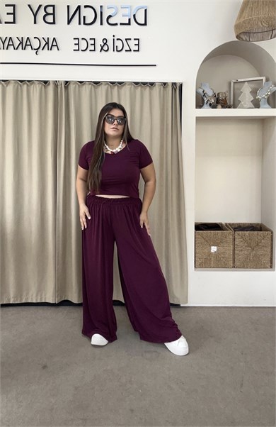 992-Burgundy Üçlü Ceketli Takım
