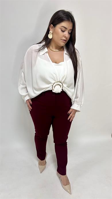 Bordo Dar Paça Pantolon