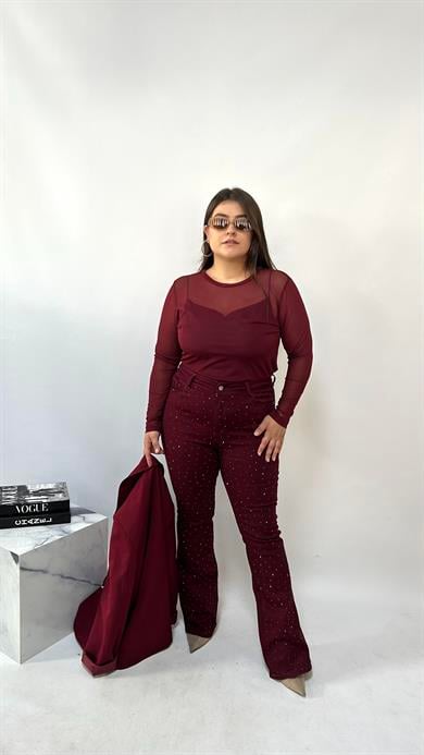Bordo TüL Bluz 