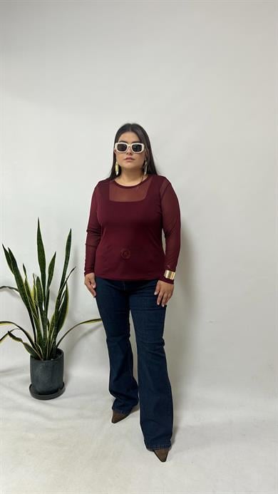 Bordo TüL Bluz 