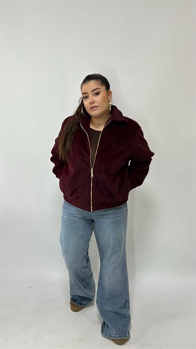 Bordo Tüylü Bomber Mont