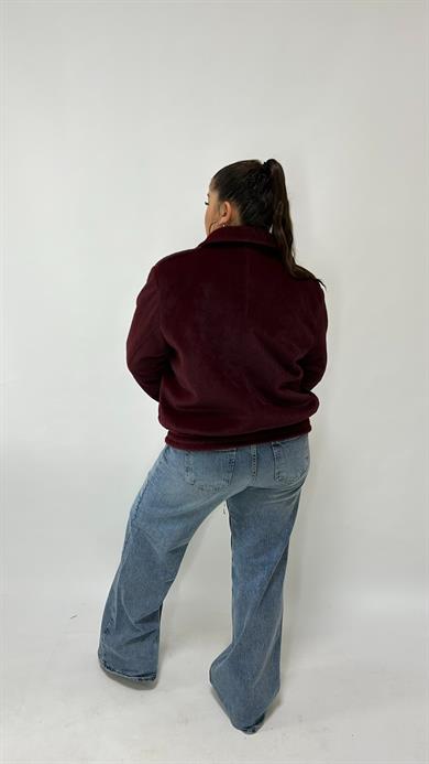 Bordo Tüylü Bomber Mont