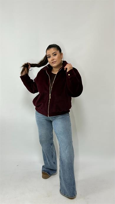 Bordo Tüylü Bomber Mont