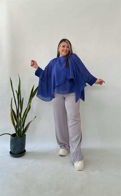 Gri Pamuk Saten  Pantolon