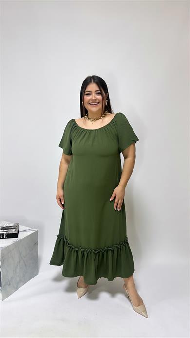 Haki Madonna Yaka Elbise - 5001