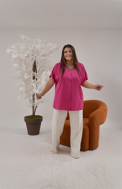 HNZ03-Fuşya Şifon Bluz