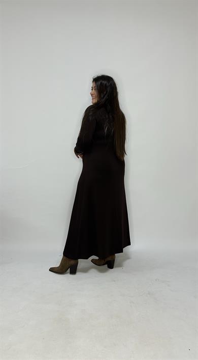 Kahve Fermuarlı Elbise