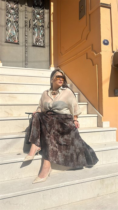 Kahve Varak Desen Etek