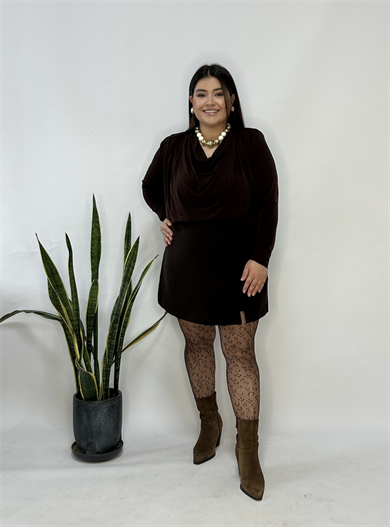 Kahve Vatkalı Degaje Bluz