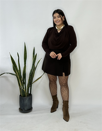 Kahve Vatkalı Degaje Bluz