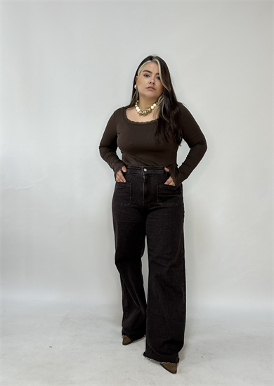 Kahverengi Cepli Jean 