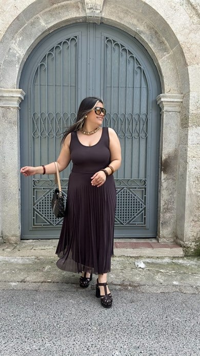 Kahverengi İkili Elbise