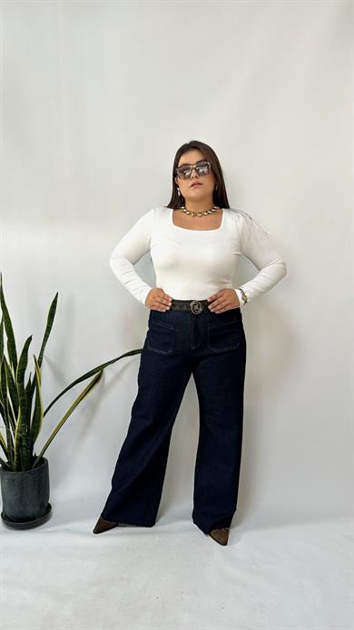 Kare Yaka Modal Kumaş Bluz 