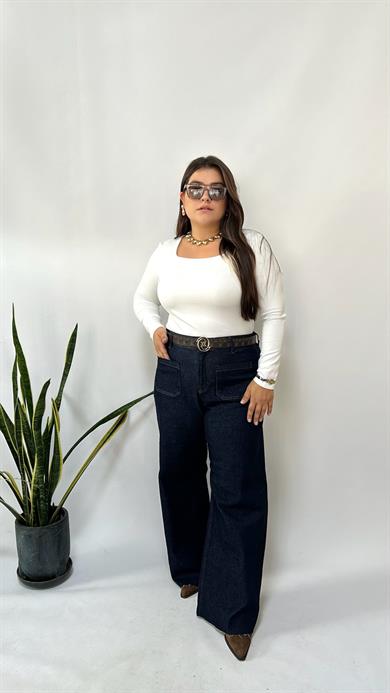 Kare Yaka Modal Kumaş Bluz 