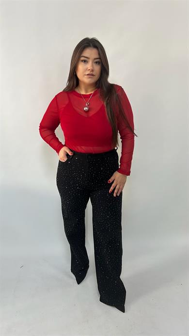 Kırmızı Tül Bluz
