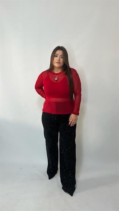 Kırmızı Tül Bluz