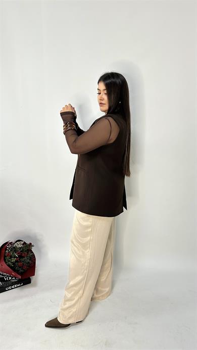 Krem  Pamuk Saten  Pantolon