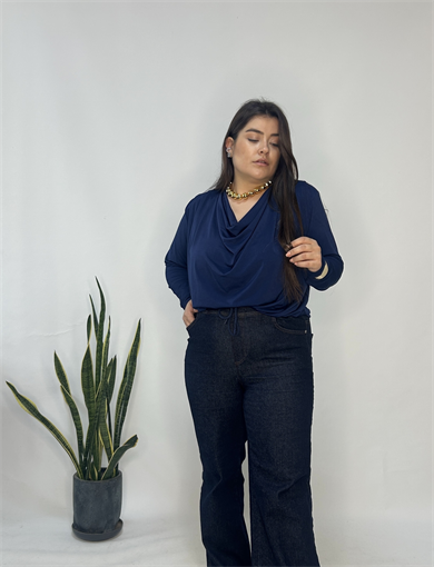 Lacivert Degaje Bluz