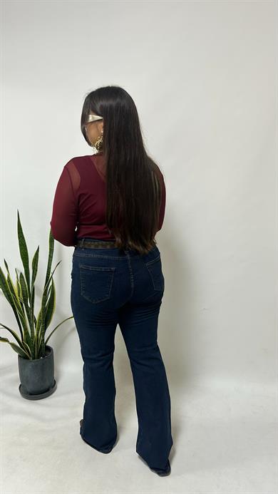 Lacivert Toparlayıcı Likralı İspanyol Jean