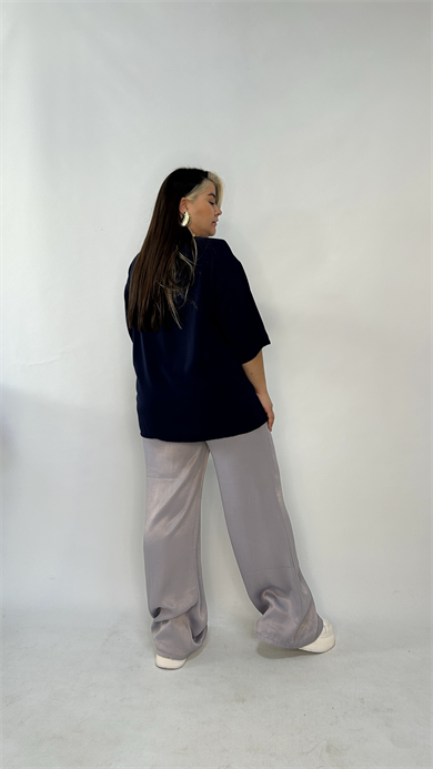 Lacivert Vatkalı Bluz