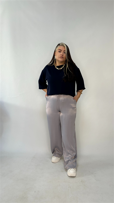 Lacivert Vatkalı Bluz