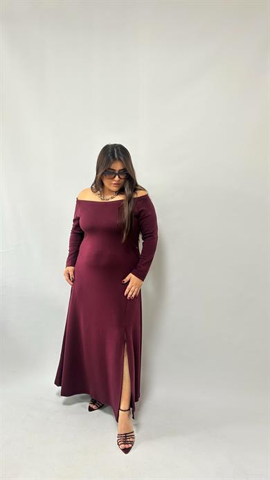 Madonna Yaka Bordo Modal Elbise