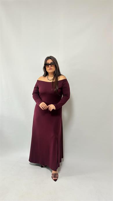Madonna Yaka Bordo Modal Elbise