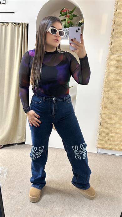 Nakış Detaylı Toparlayıcı Likralı Jean