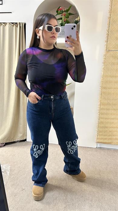 Nakış Detaylı Toparlayıcı Likralı Jean