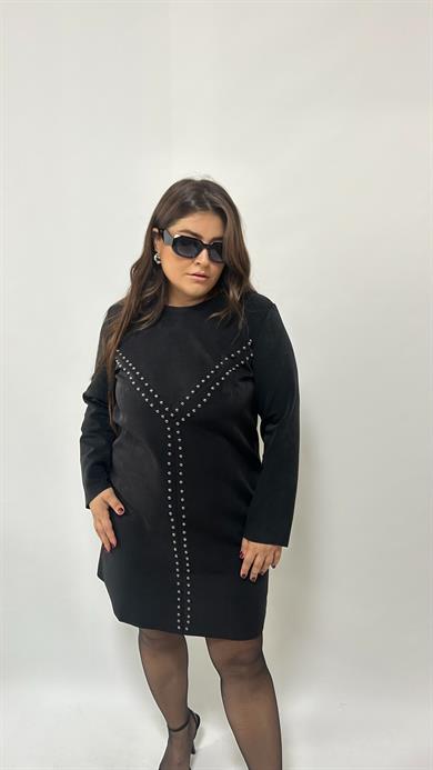 Nubuk Zımba Detay Elbise 