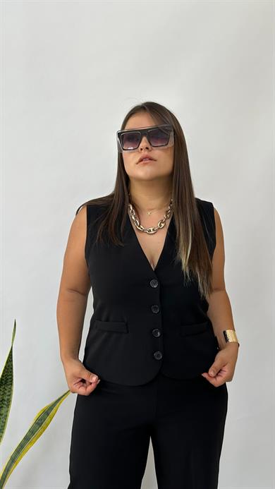 Sihirli Önden Düğmeli V Yaka Yelek 