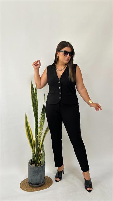 Sihirli Önden Düğmeli V Yaka Yelek 