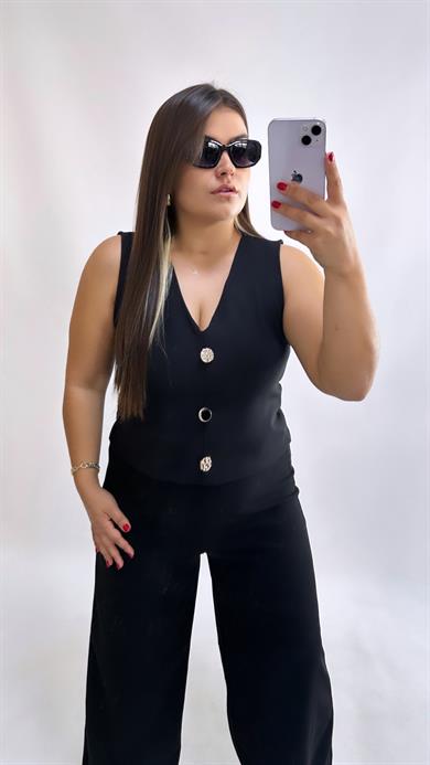 Sihirli Siyah Palazzo Pantolon 