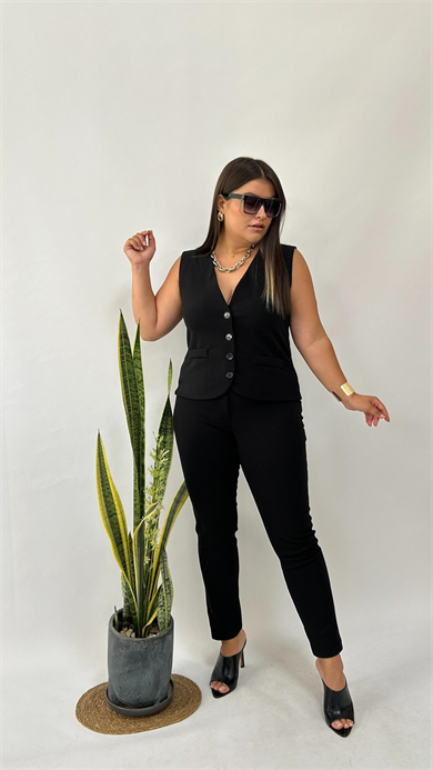 Sihirli Yeleklii Dar Paça Pantolon Takım - 2002