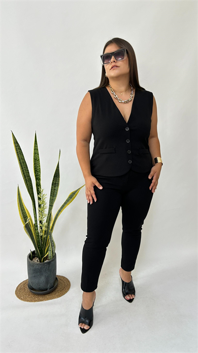 Sihirli Yeleklii Dar Paça Pantolon Takım - 2002