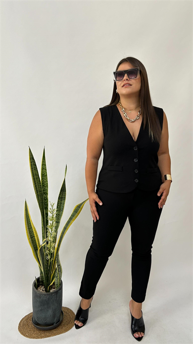 Sihirli Yeleklii Dar Paça Pantolon Takım - 2002