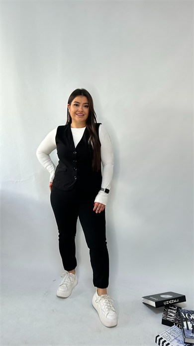 Sihirli Yeleklii Dar Paça Pantolon Takım - 2002