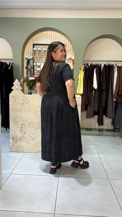 Siyah  Batik Desen Elbise
