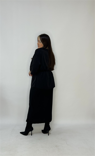 Siyah Dantel Detaylı Etek