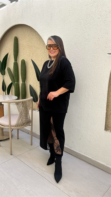 Siyah Dokuma Vatkalı Bluz