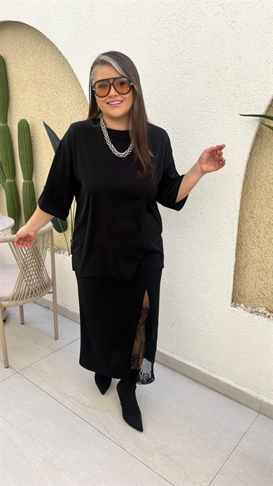 Siyah Dokuma Vatkalı Bluz