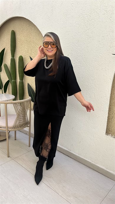 Siyah Dokuma Vatkalı Bluz