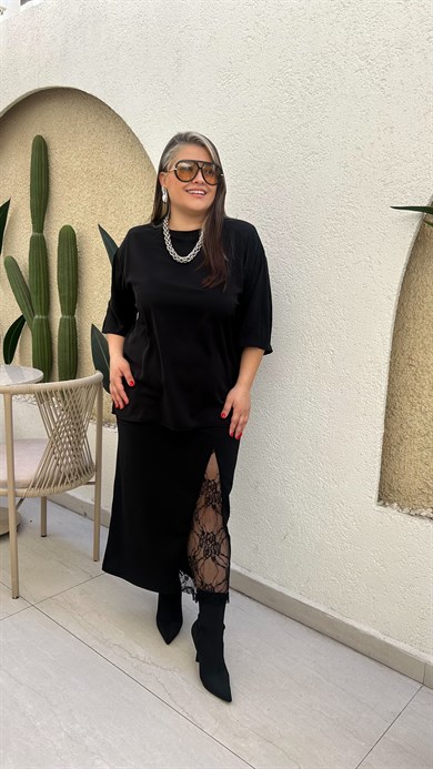 Siyah Dokuma Vatkalı Bluz