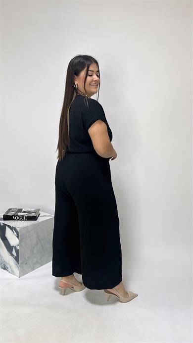 Siyah Kruvaze Yaka Tulum - 6000