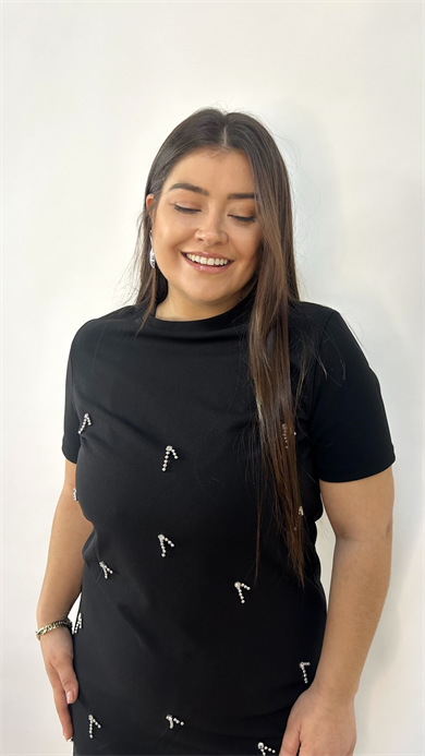 Siyah Taşlı Elbise