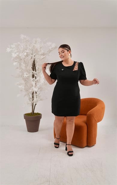 TRV04-Omuz Detaylı Elbise Mini Boy Elbise