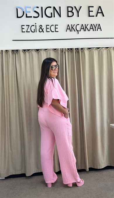 YP26151- Pembe Müslin Pantolon