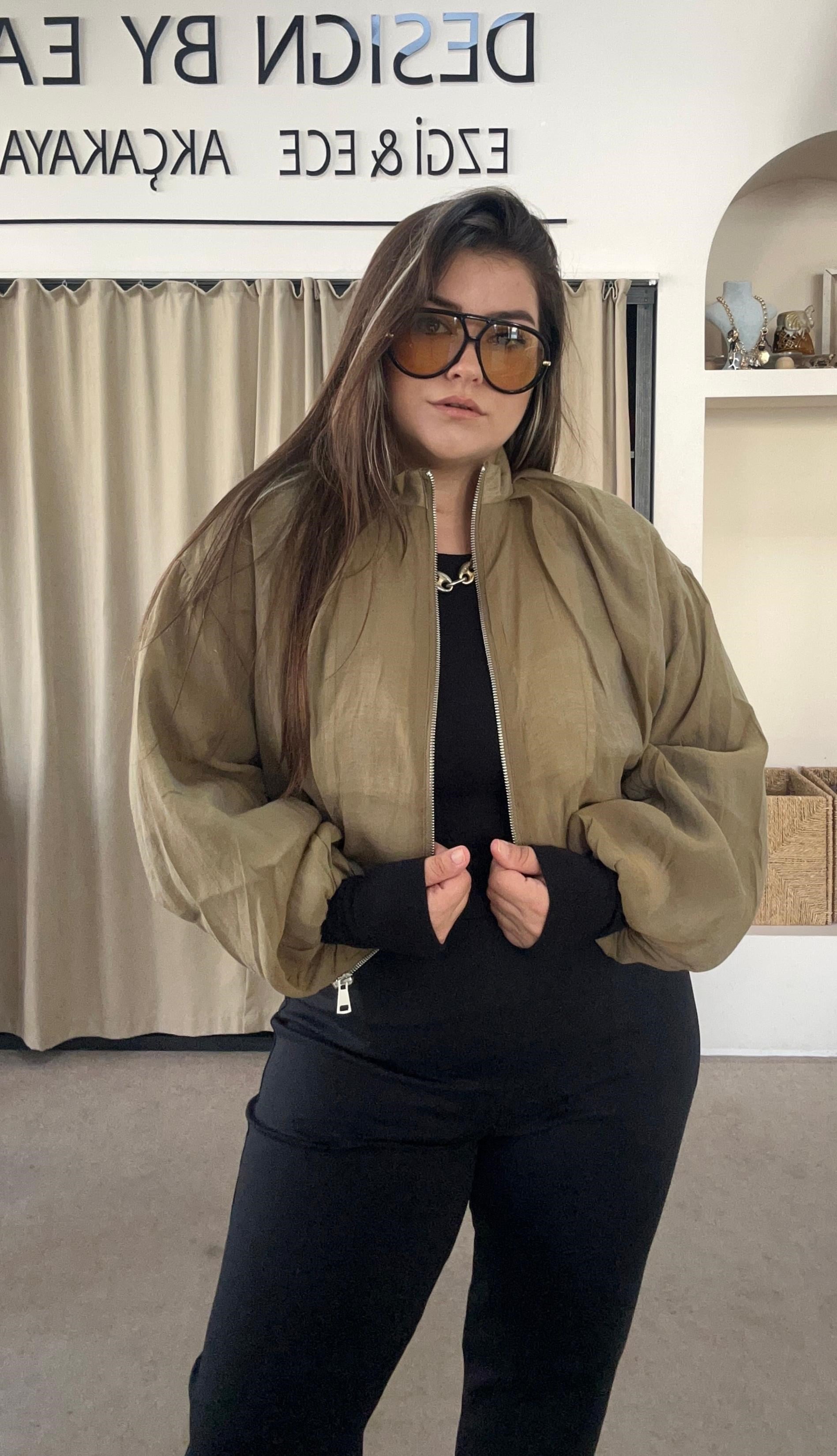 9804- Olive Bomber Ceket